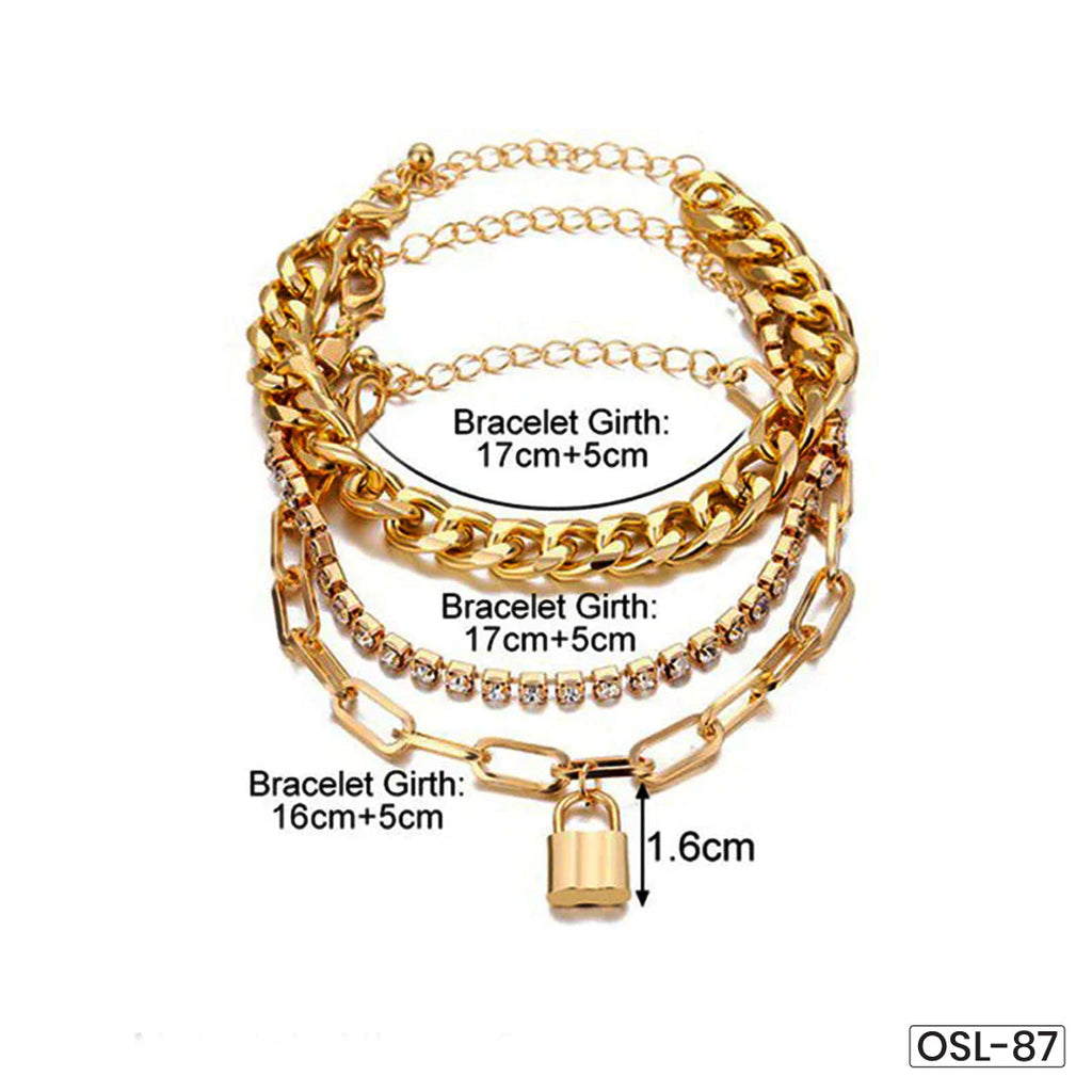 Sparkling Gold Plated Multi-Strand Bracelet for Women-OSL87